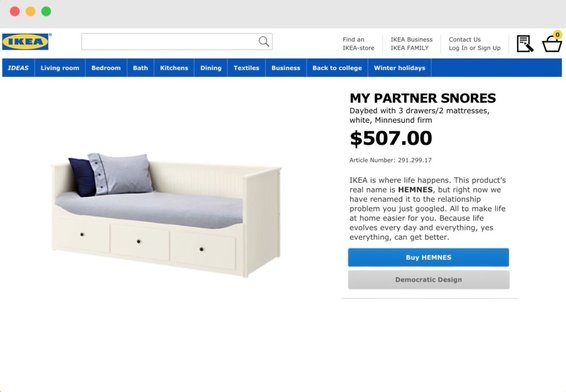 Ikea screenshot product - My Partner Snores